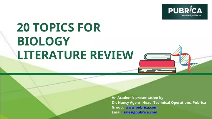 20 topics for biology literature review