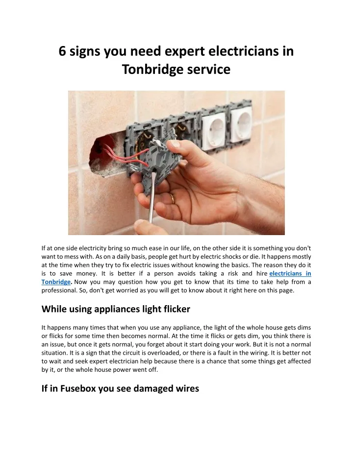 6 signs you need expert electricians in tonbridge