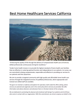 Best Home Healthcare Services California.