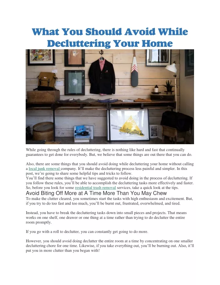 what you should avoid while decluttering your home