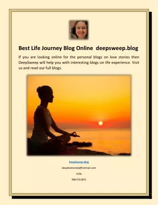 Best Life Journey Blog Online | deepsweep.blog