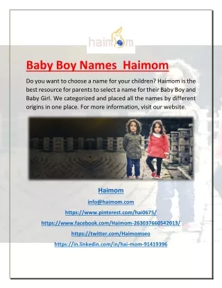 Baby Boy Names | Haimom