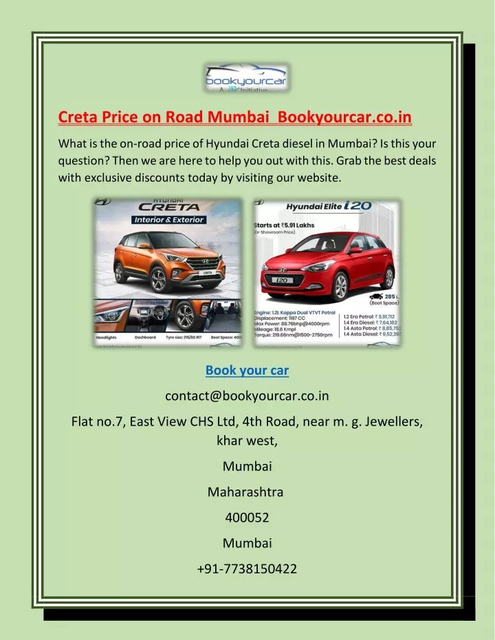 creta price on road mumbai bookyourcar co in