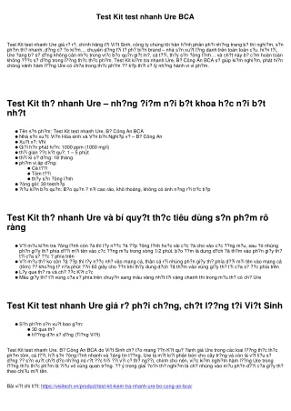 test kit test nhanh ure bca