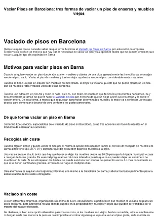 Vaciado de Pisos en Barcelona: 3 formas de vaciar un piso de enseres y muebles viejos