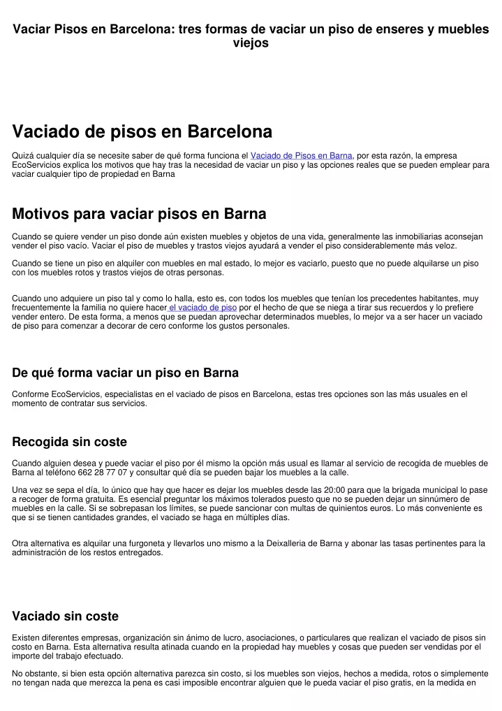 vaciar pisos en barcelona tres formas de vaciar