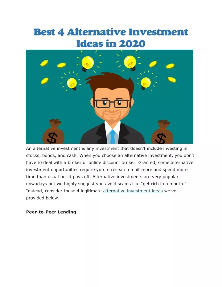 best 4 alternative investment ideas in 2020