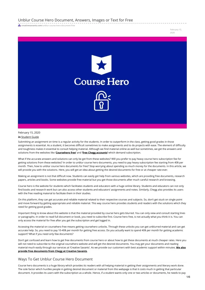 unblur course hero document answers images