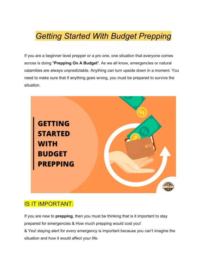 getting started with budget prepping