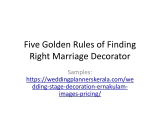 How To Find a Right Wedding Decorator