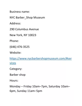 NYC Barber_Shop Museum