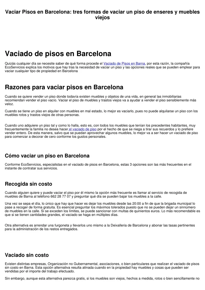 vaciar pisos en barcelona tres formas de vaciar