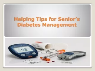 Managing Diabetes in the Elderly