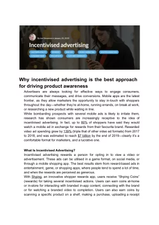 Why Incentivised Advertising is the Best Approach for Driving Product Awareness