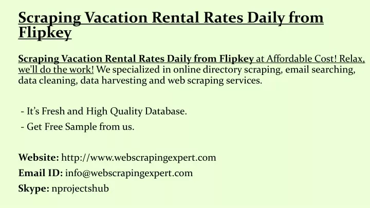 scraping vacation rental rates daily from flipkey
