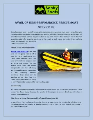 avail of high performance rescue boat service uk