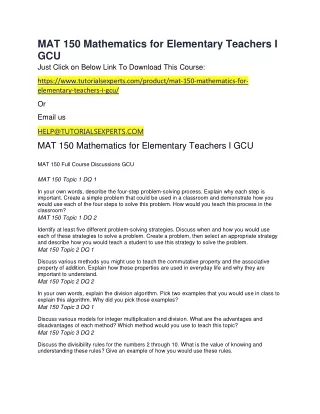 mat 150 mathematics for elementary teachers