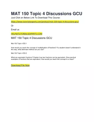 MAT 150 Topic 4 Discussions GCU