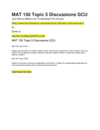 MAT 150 Topic 5 Discussions GCU