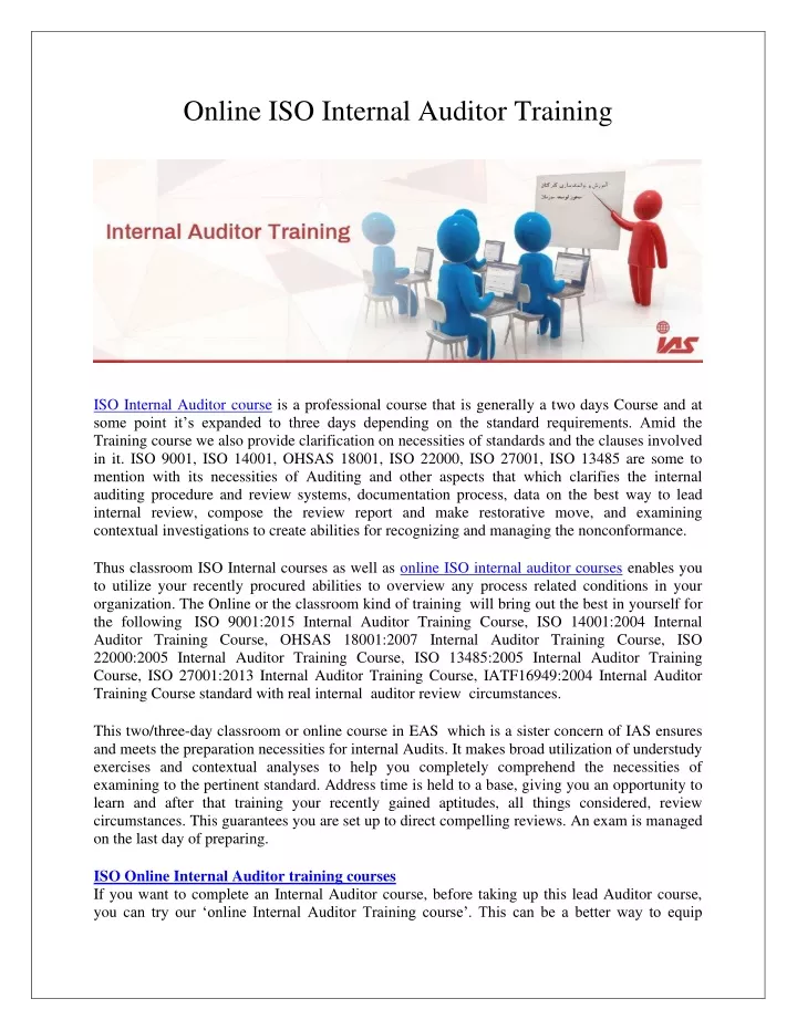 online iso internal auditor training