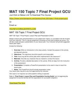 MAT 150 Topic 7 Final Project GCU