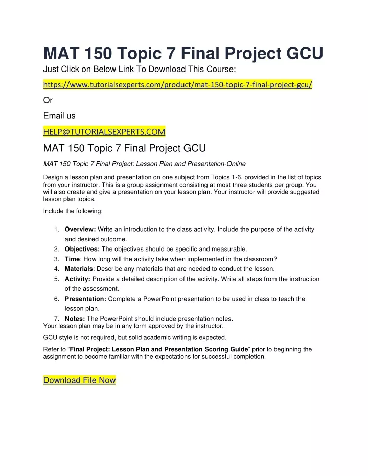 mat 150 topic 7 final project gcu just click