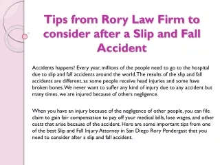 Tips from rory law firm to consider after a slip and fall accident