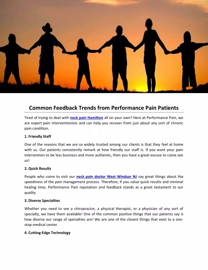 common feedback trends from performance pain