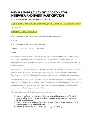 bus 372 module 2 event coordinator interview