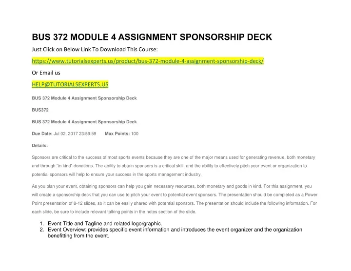 bus 372 module 4 assignment sponsorship deck