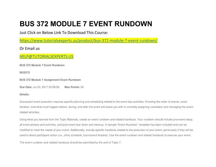 bus 372 module 7 event rundown