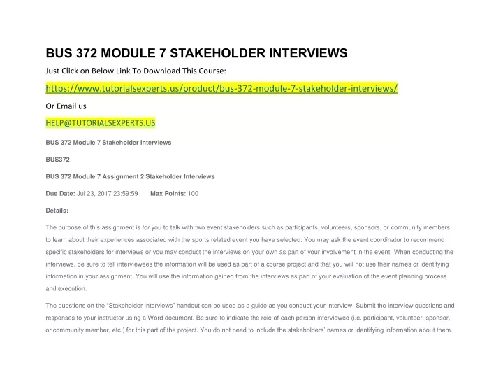 bus 372 module 7 stakeholder interviews