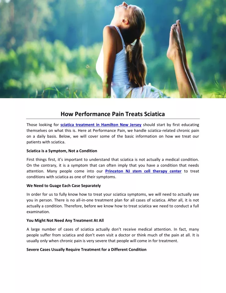 how performance pain treats sciatica