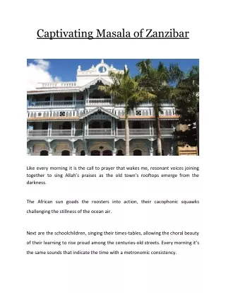 Captivating Masala of Zanzibar