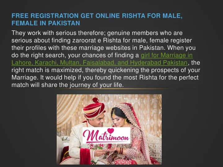 free registration get online rishta for male female in pakistan
