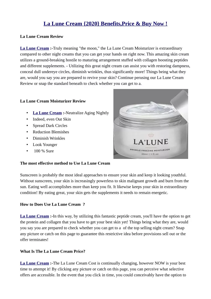 la lune cream 2020 benefits price buy now