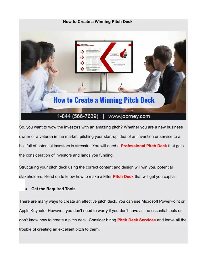 how to create a winning pitch deck