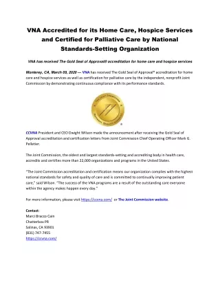 vna accredited for its home care hospice services