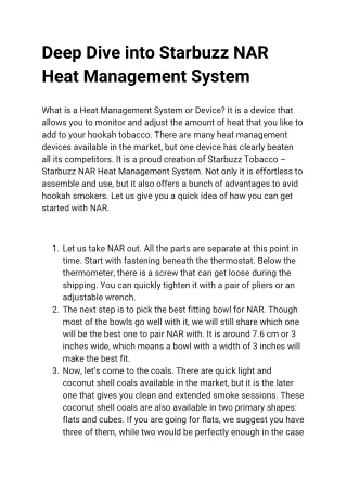 Deep Dive into Starbuzz NAR Heat Management System