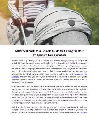 MOMtivational: Your Reliable Guide for Finding the Best Postpartum Care Essentials
