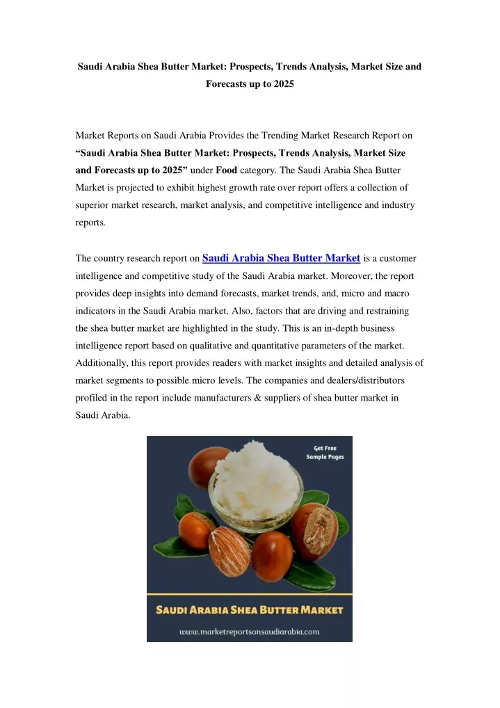 saudi arabia shea butter market prospects trends