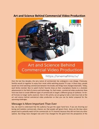 Art and Science Behind Commercial Video Production