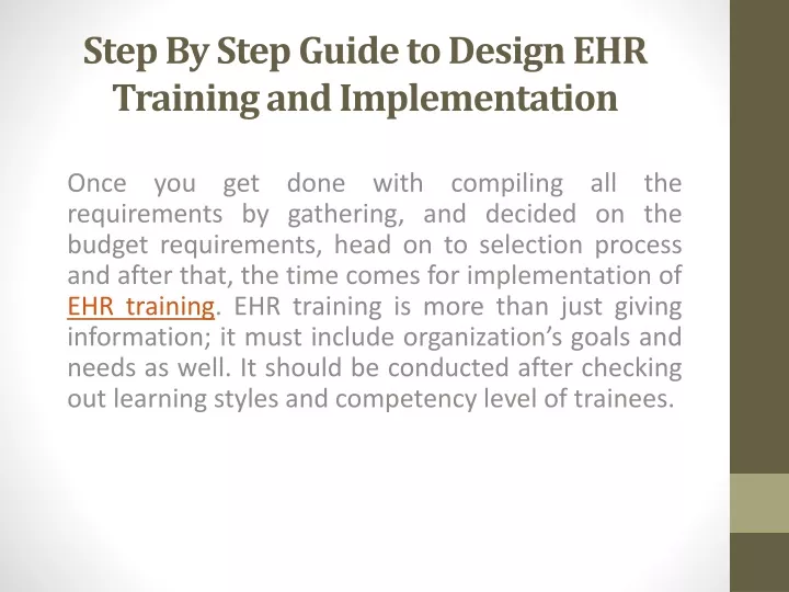step by step guide to design ehr training and implementation