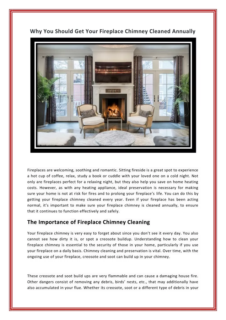 why you should get your fireplace chimney cleaned