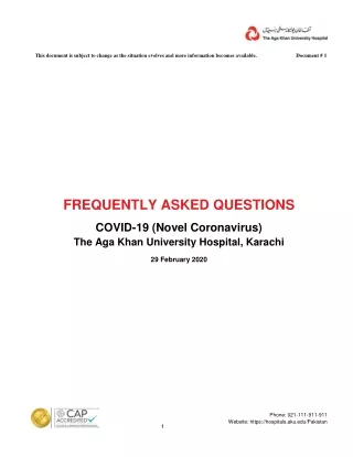 COVID-19 - Frequently Asked Questions on Coronavirus for Public