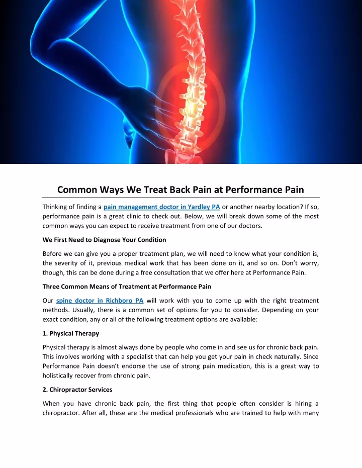 common ways we treat back pain at performance pain