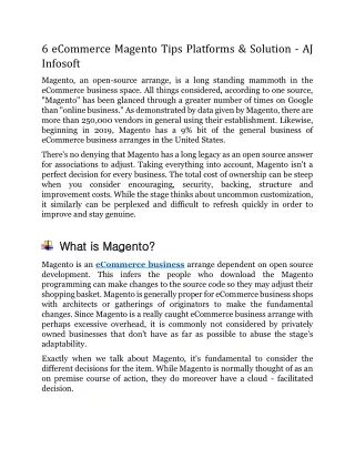 6 eCommerce Magento Tips Platforms & Solution - AJ Infosoft