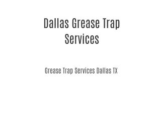 Dallas Grease Trap Services