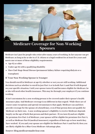 Medicare Coverage for Non-Working Spouses