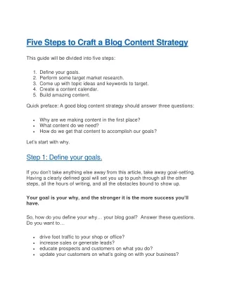 five steps to craft a blog content strategy